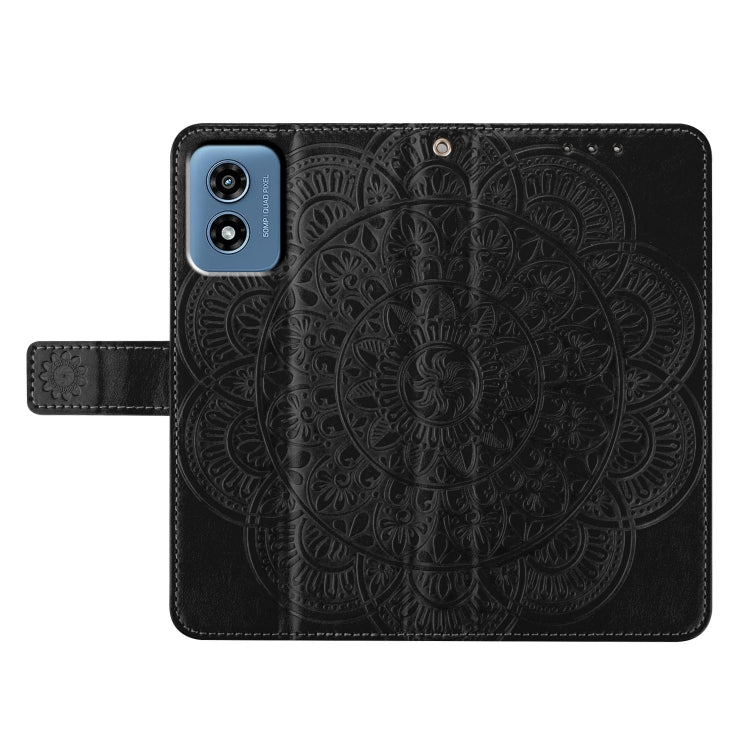 For Motorola Moto G Play 2024 Flower Embossed Leather Phone Case