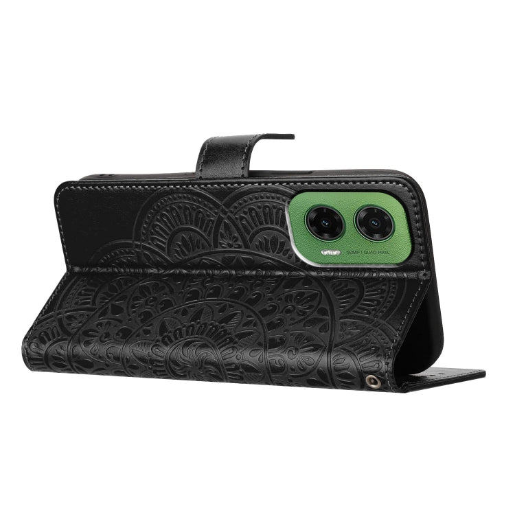 For Motorola Moto G35 Flower Embossed Leather Phone Case