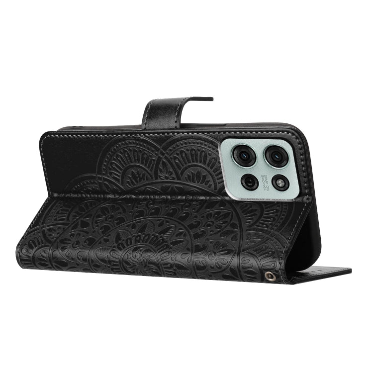 For Motorola Moto G75 5G Flower Embossed Leather Phone Case