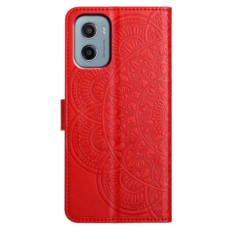For Motorola Moto E15 Flower Embossed Leather Phone Case