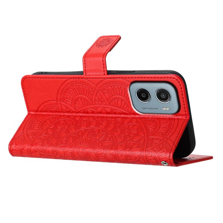 For Motorola Moto E15 Flower Embossed Leather Phone Case