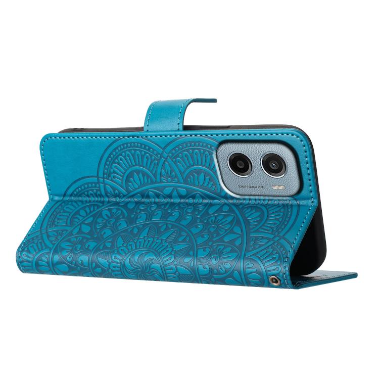 For Motorola Moto E15 Flower Embossed Leather Phone Case