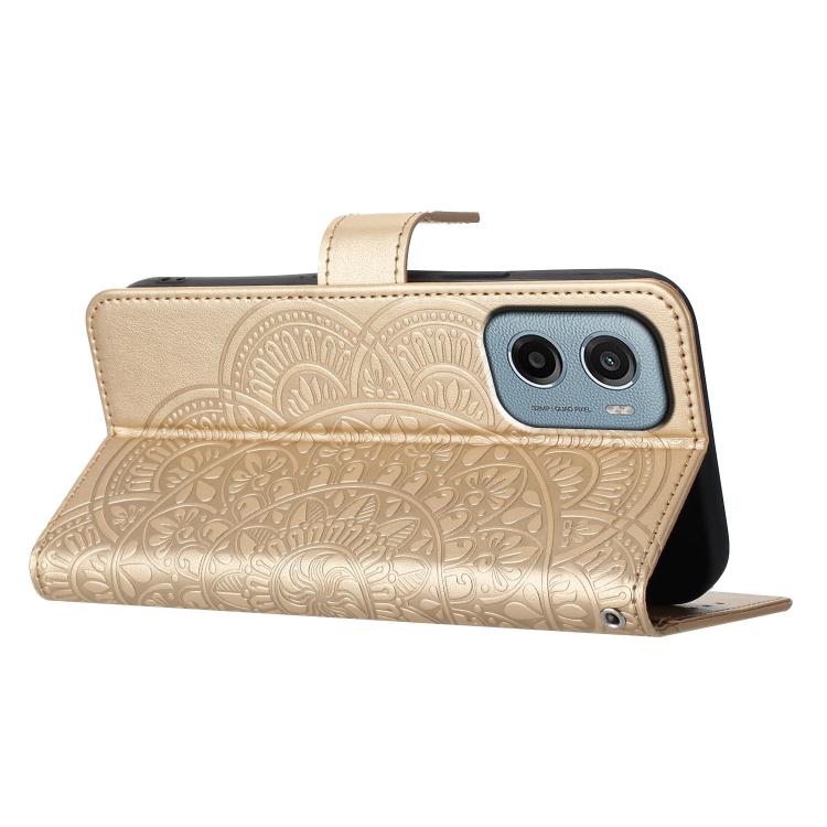For Motorola Moto E15 Flower Embossed Leather Phone Case