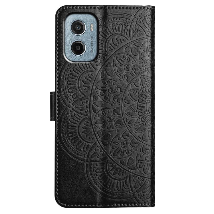 For Motorola Moto E15 Flower Embossed Leather Phone Case