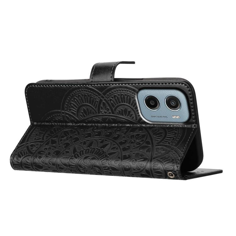 For Motorola Moto E15 Flower Embossed Leather Phone Case