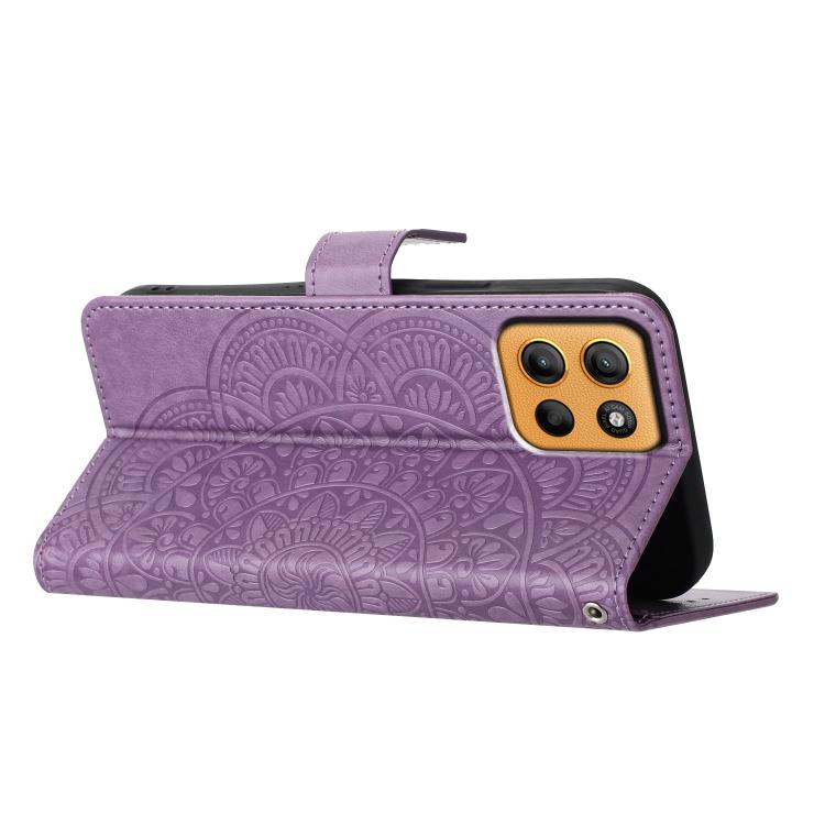 For Motorola Moto G15 Flower Embossed Leather Phone Case