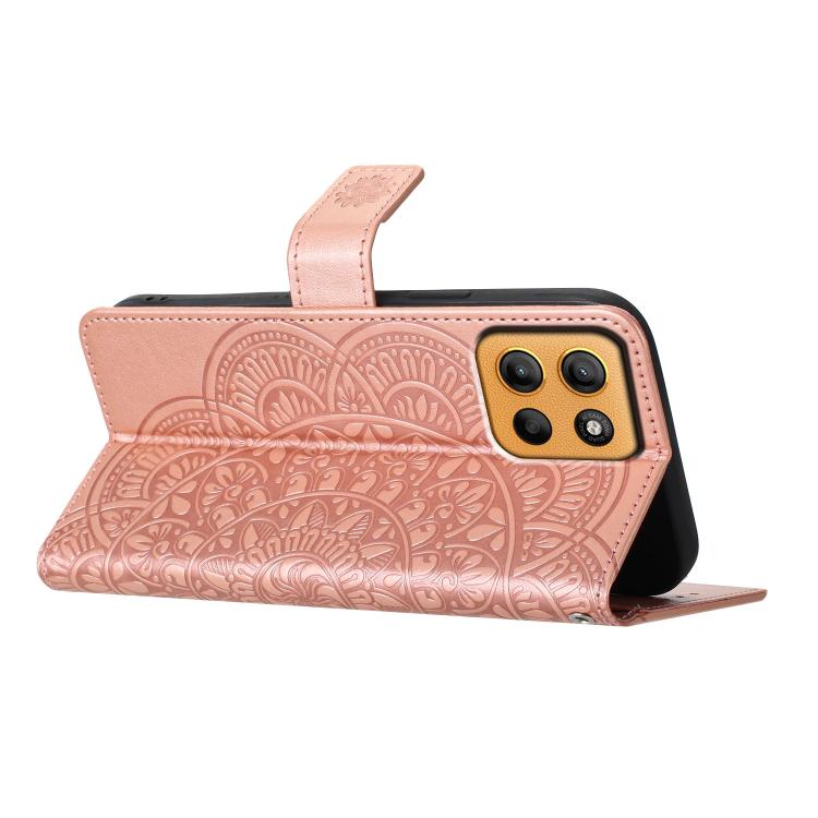 For Motorola Moto G15 Flower Embossed Leather Phone Case