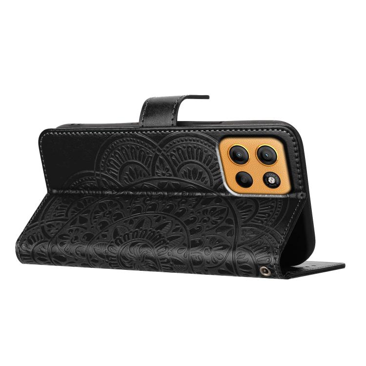 For Motorola Moto G15 Flower Embossed Leather Phone Case