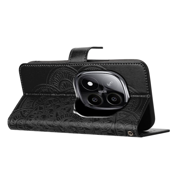For Redmi Note 14 Pro 5G Flower Embossed Leather Phone Case