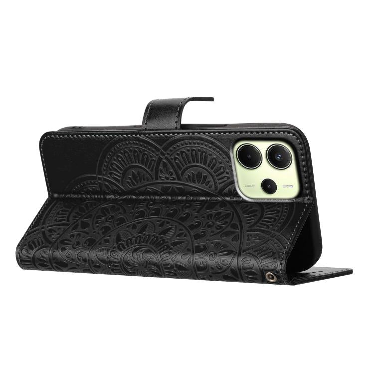 For Redmi Note 14 4G 164.84mm Flower Embossed Leather Phone Case