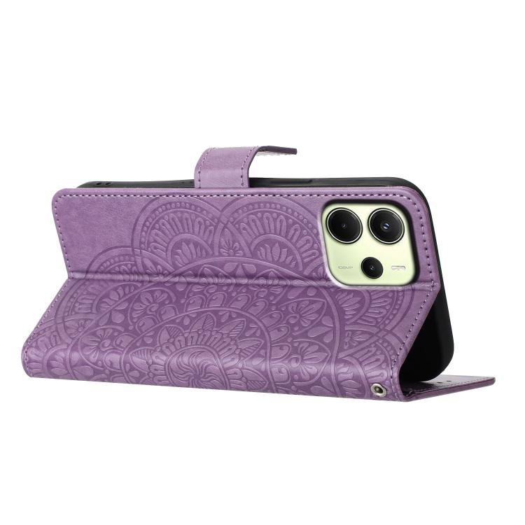 For Redmi Note 14 4G 163.25mm Flower Embossed Leather Phone Case