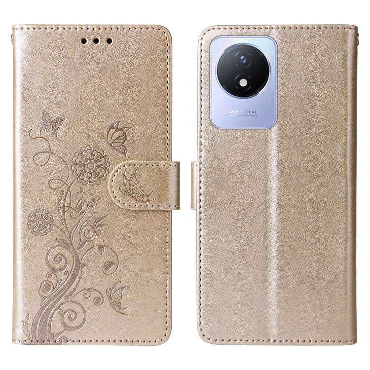 For vivo Y02 4G / Y11 2023 / Y02A Embossed Butterfly Flowers Leather Phone Case
