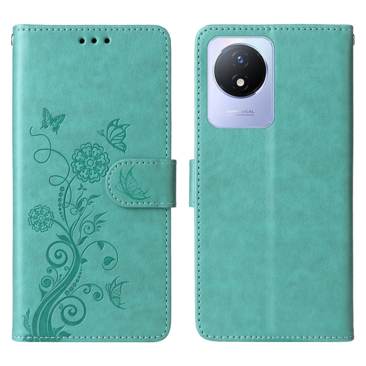For vivo Y02 4G / Y11 2023 / Y02A Embossed Butterfly Flowers Leather Phone Case