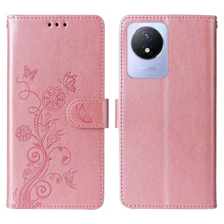 For vivo Y02 4G / Y11 2023 / Y02A Embossed Butterfly Flowers Leather Phone Case