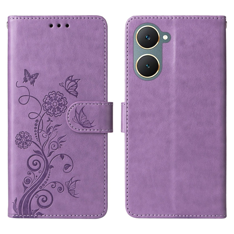For vivo Y03 4G / Y18 / Y28s 5G Embossed Butterfly Flowers Leather Phone Case