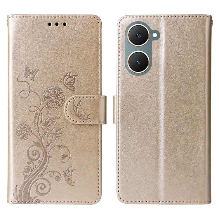 For vivo Y03 4G / Y18 / Y28s 5G Embossed Butterfly Flowers Leather Phone Case