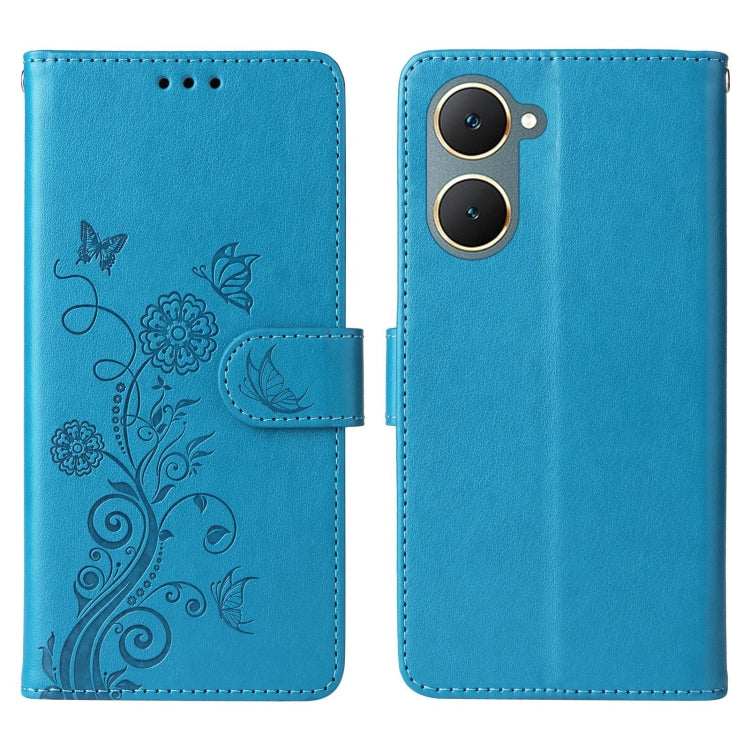 For vivo Y03 4G / Y18 / Y28s 5G Embossed Butterfly Flowers Leather Phone Case