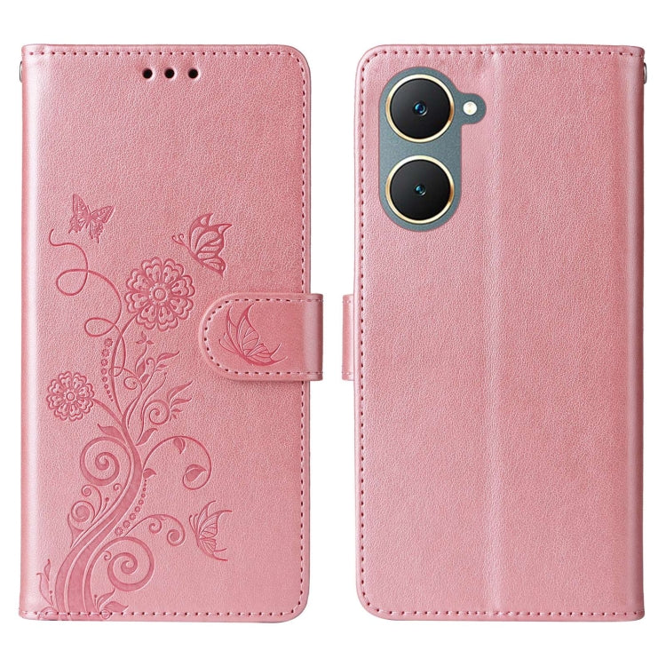 For vivo Y03 4G / Y18 / Y28s 5G Embossed Butterfly Flowers Leather Phone Case
