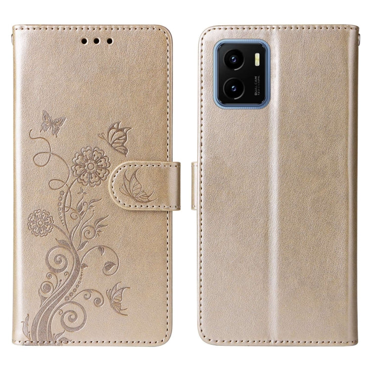For vivo Y15A 4G Global / Y15s 4G Embossed Butterfly Flowers Leather Phone Case