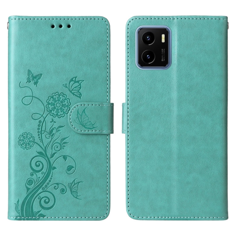 For vivo Y15A 4G Global / Y15s 4G Embossed Butterfly Flowers Leather Phone Case