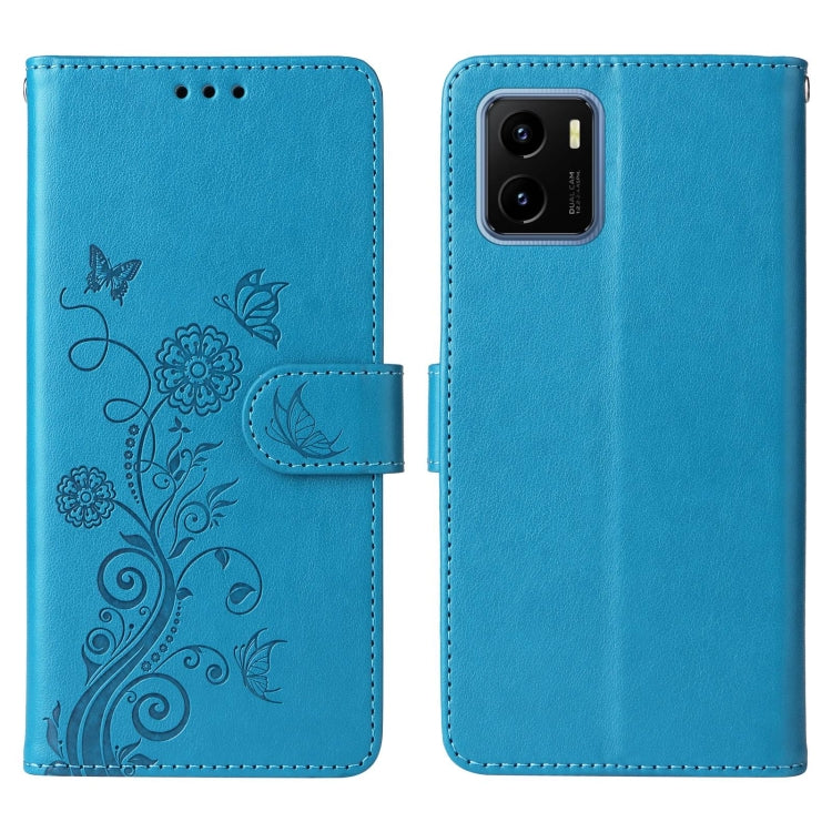 For vivo Y15A 4G Global / Y15s 4G Embossed Butterfly Flowers Leather Phone Case
