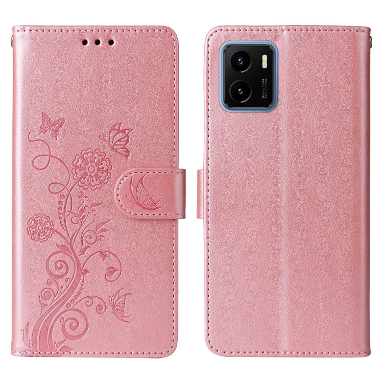 For vivo Y15A 4G Global / Y15s 4G Embossed Butterfly Flowers Leather Phone Case