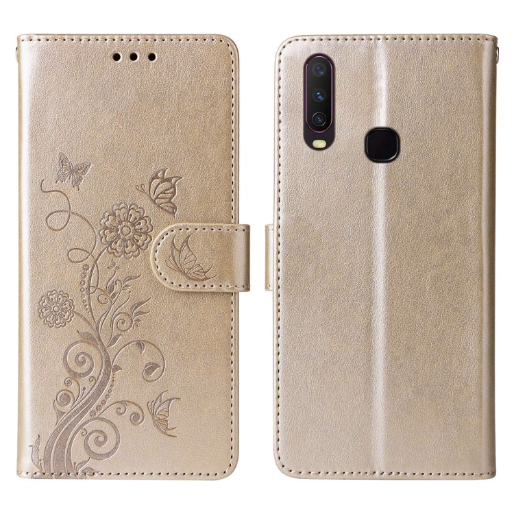 For vivo Y17 / Y15 Embossed Butterfly Flowers Leather Phone Case