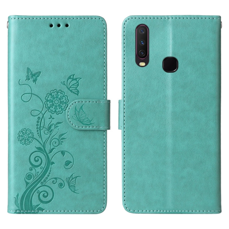 For vivo Y17 / Y15 Embossed Butterfly Flowers Leather Phone Case