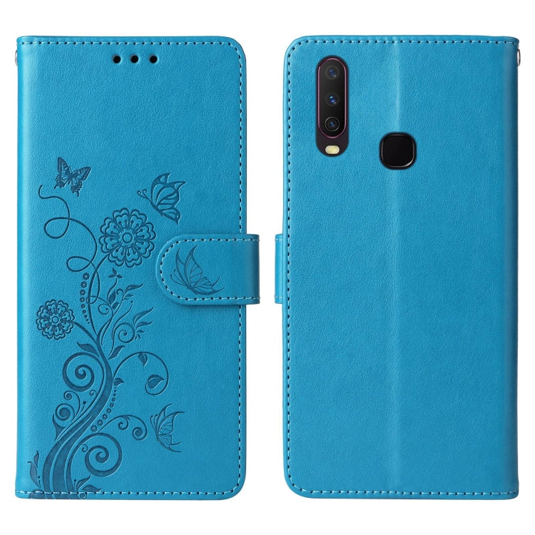 For vivo Y17 / Y15 Embossed Butterfly Flowers Leather Phone Case
