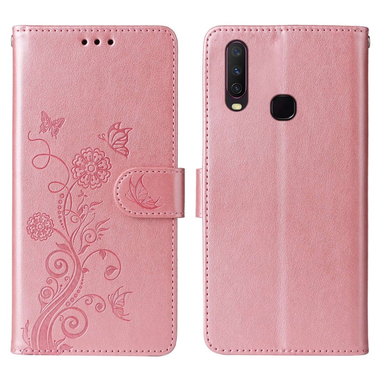 For vivo Y17 / Y15 Embossed Butterfly Flowers Leather Phone Case