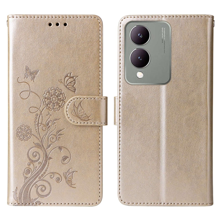For vivo Y17s / Y36i 5G / Y28 5G Embossed Butterfly Flowers Leather Phone Case