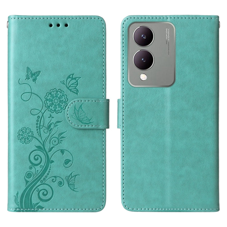 For vivo Y17s / Y36i 5G / Y28 5G Embossed Butterfly Flowers Leather Phone Case