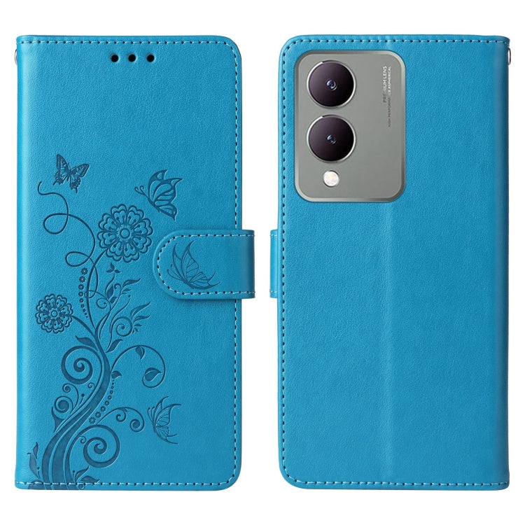For vivo Y17s / Y36i 5G / Y28 5G Embossed Butterfly Flowers Leather Phone Case