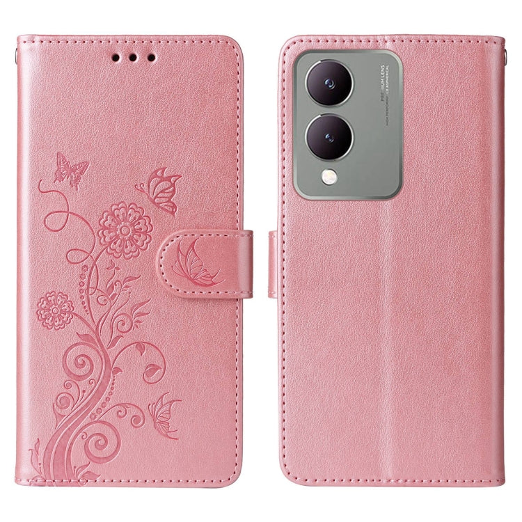 For vivo Y17s / Y36i 5G / Y28 5G Embossed Butterfly Flowers Leather Phone Case