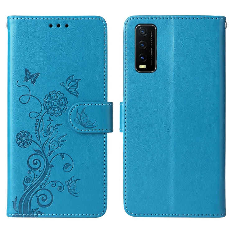For vivo Y20 / Y20i / Y20s / Y12s Embossed Butterfly Flowers Leather Phone Case