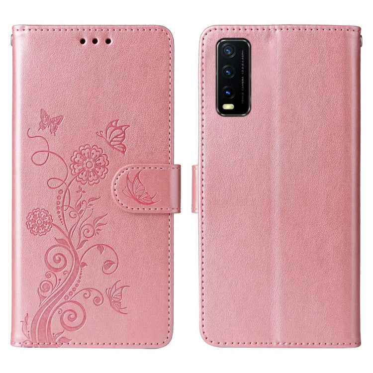 For vivo Y20 / Y20i / Y20s / Y12s Embossed Butterfly Flowers Leather Phone Case