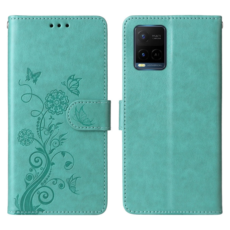For vivo Y21 2021 / Y21s / Y33s 4G Embossed Butterfly Flowers Leather Phone Case