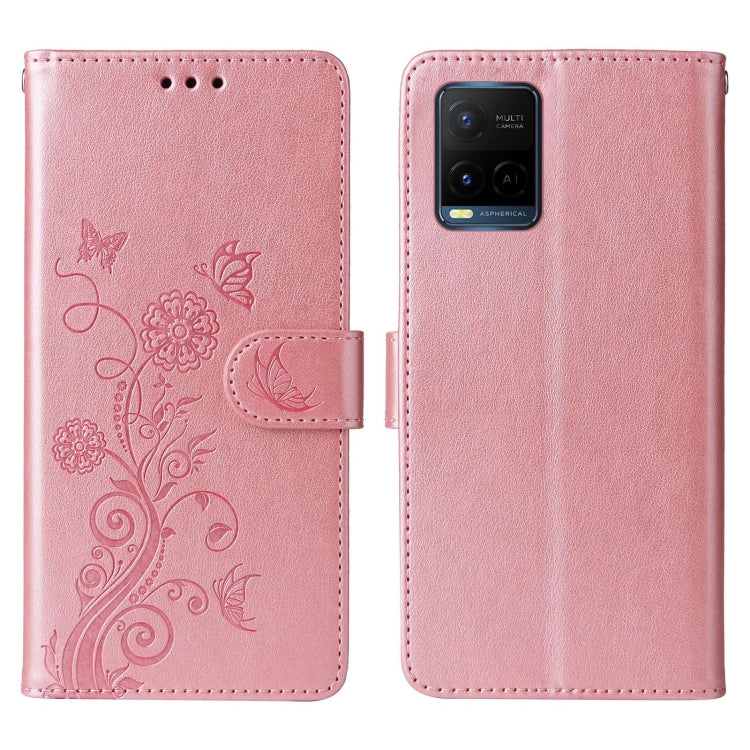 For vivo Y21 2021 / Y21s / Y33s 4G Embossed Butterfly Flowers Leather Phone Case