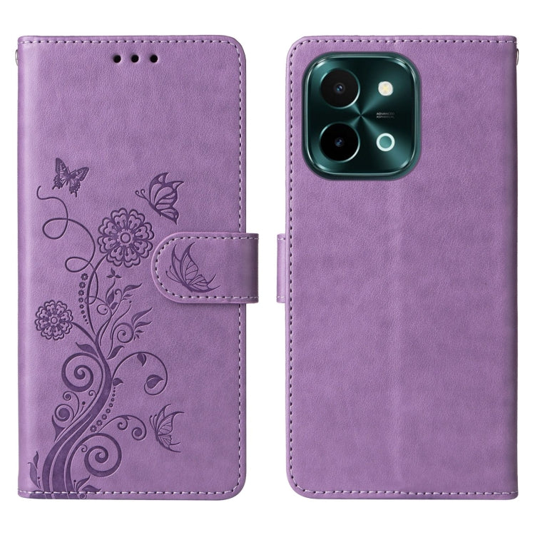 For vivo Y28 4G Embossed Butterfly Flowers Leather Phone Case