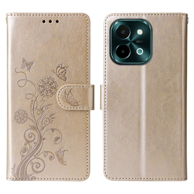 For vivo Y28 4G Embossed Butterfly Flowers Leather Phone Case