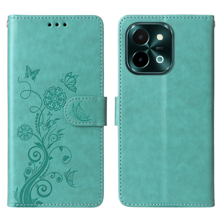 For vivo Y28 4G Embossed Butterfly Flowers Leather Phone Case