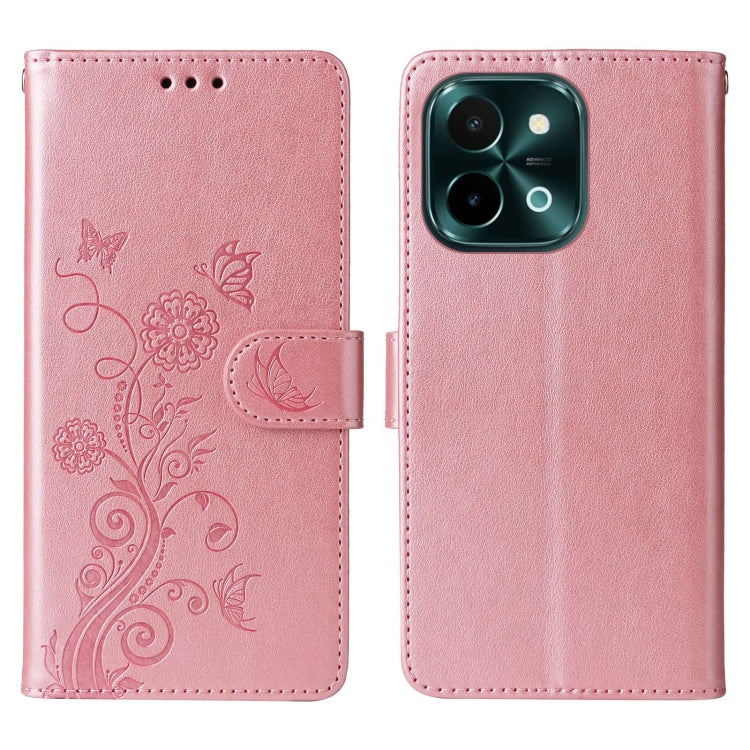 For vivo Y28 4G Embossed Butterfly Flowers Leather Phone Case