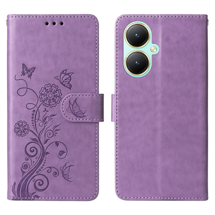 For vivo Y35M+ / Y35+ / Y27 4G Embossed Butterfly Flowers Leather Phone Case