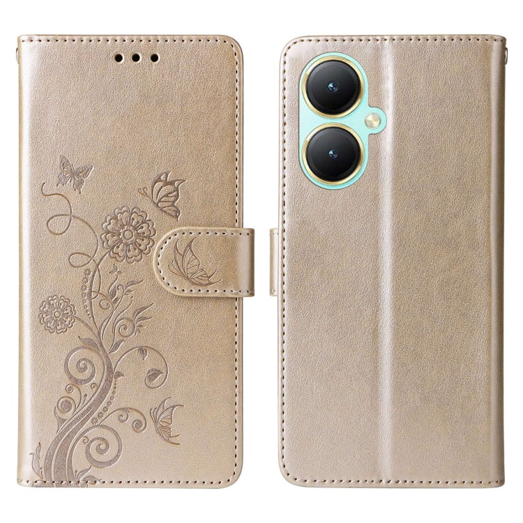 For vivo Y35M+ / Y35+ / Y27 4G Embossed Butterfly Flowers Leather Phone Case