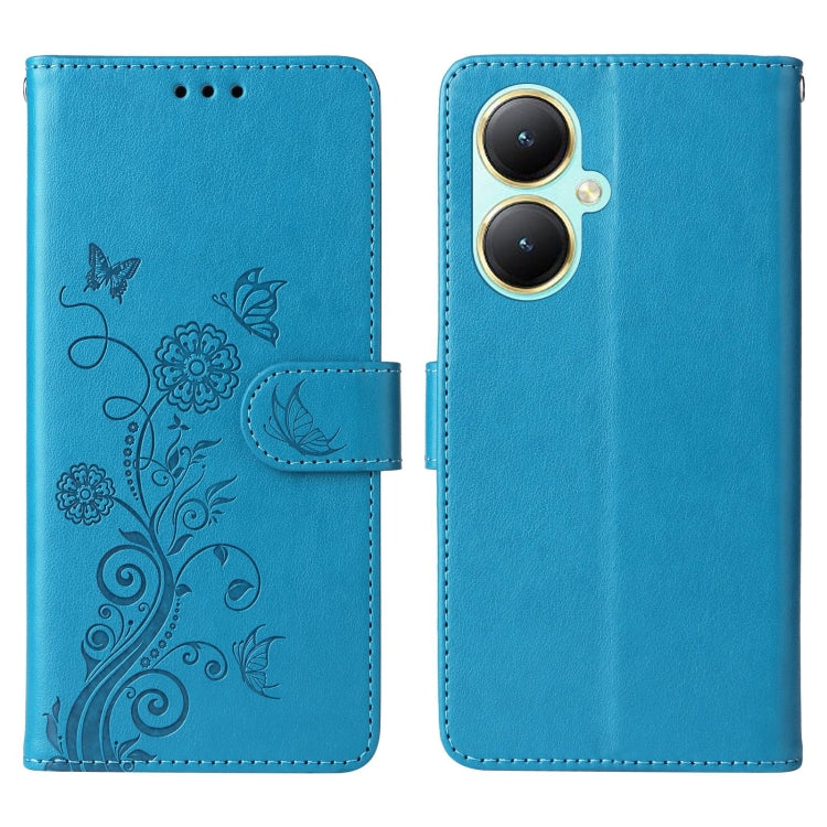 For vivo Y35M+ / Y35+ / Y27 4G Embossed Butterfly Flowers Leather Phone Case