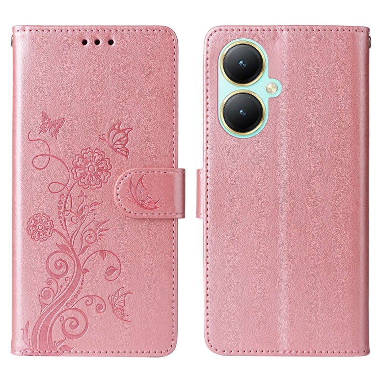 For vivo Y35M+ / Y35+ / Y27 4G Embossed Butterfly Flowers Leather Phone Case