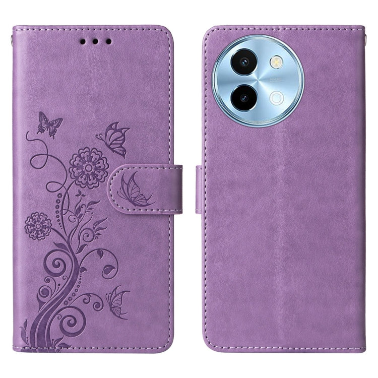 For vivo Y38 5G / T3X 5G Global Embossed Butterfly Flowers Leather Phone Case