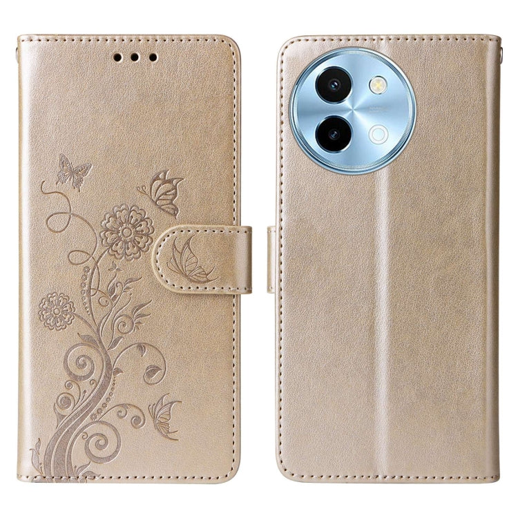 For vivo Y38 5G / T3X 5G Global Embossed Butterfly Flowers Leather Phone Case