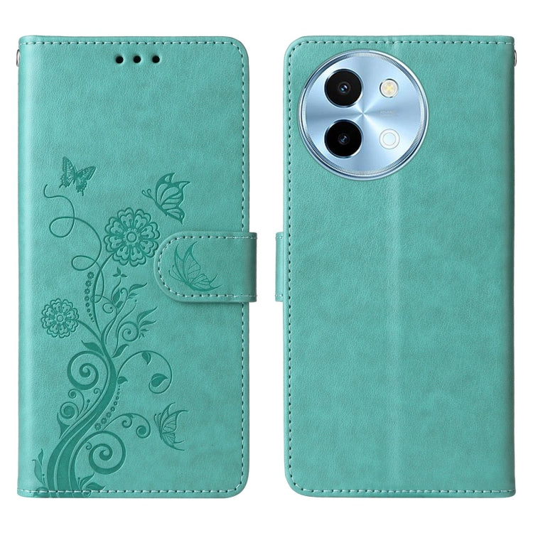For vivo Y38 5G / T3X 5G Global Embossed Butterfly Flowers Leather Phone Case