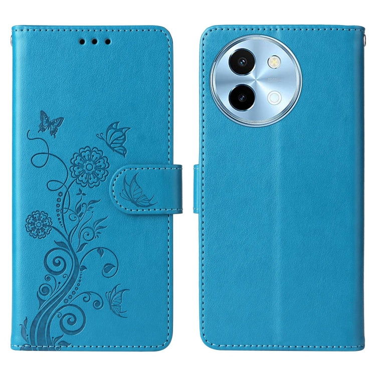 For vivo Y38 5G / T3X 5G Global Embossed Butterfly Flowers Leather Phone Case